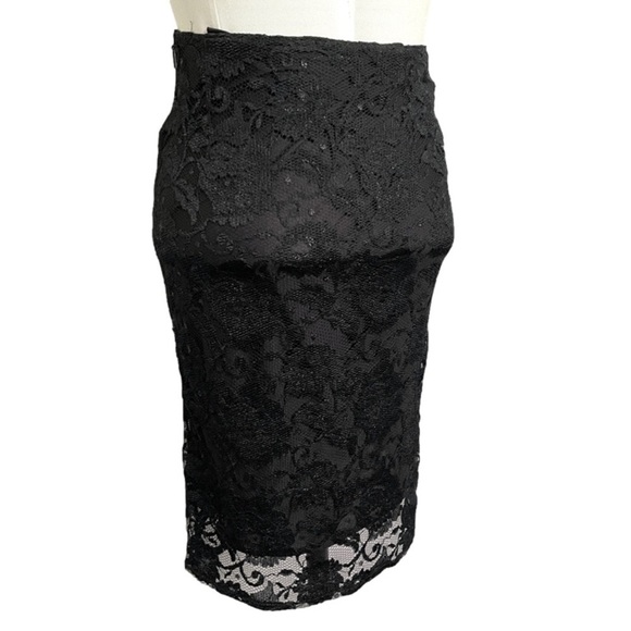 Vintage Sisley Black Lace Lined Midi Pencil Skirt - 4/6, 26-27" 🇮🇹 - Picture 8 of 11